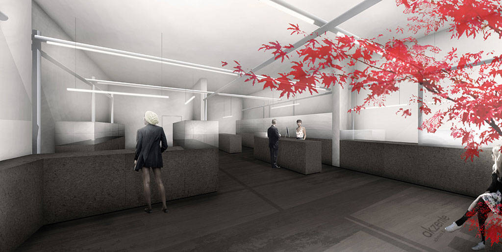 design for a clear structured and minimalistic interior design of a jewellery shop.