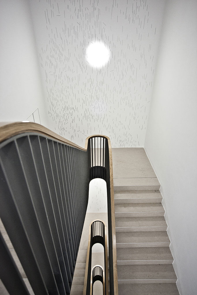 spatial graphic in staircase